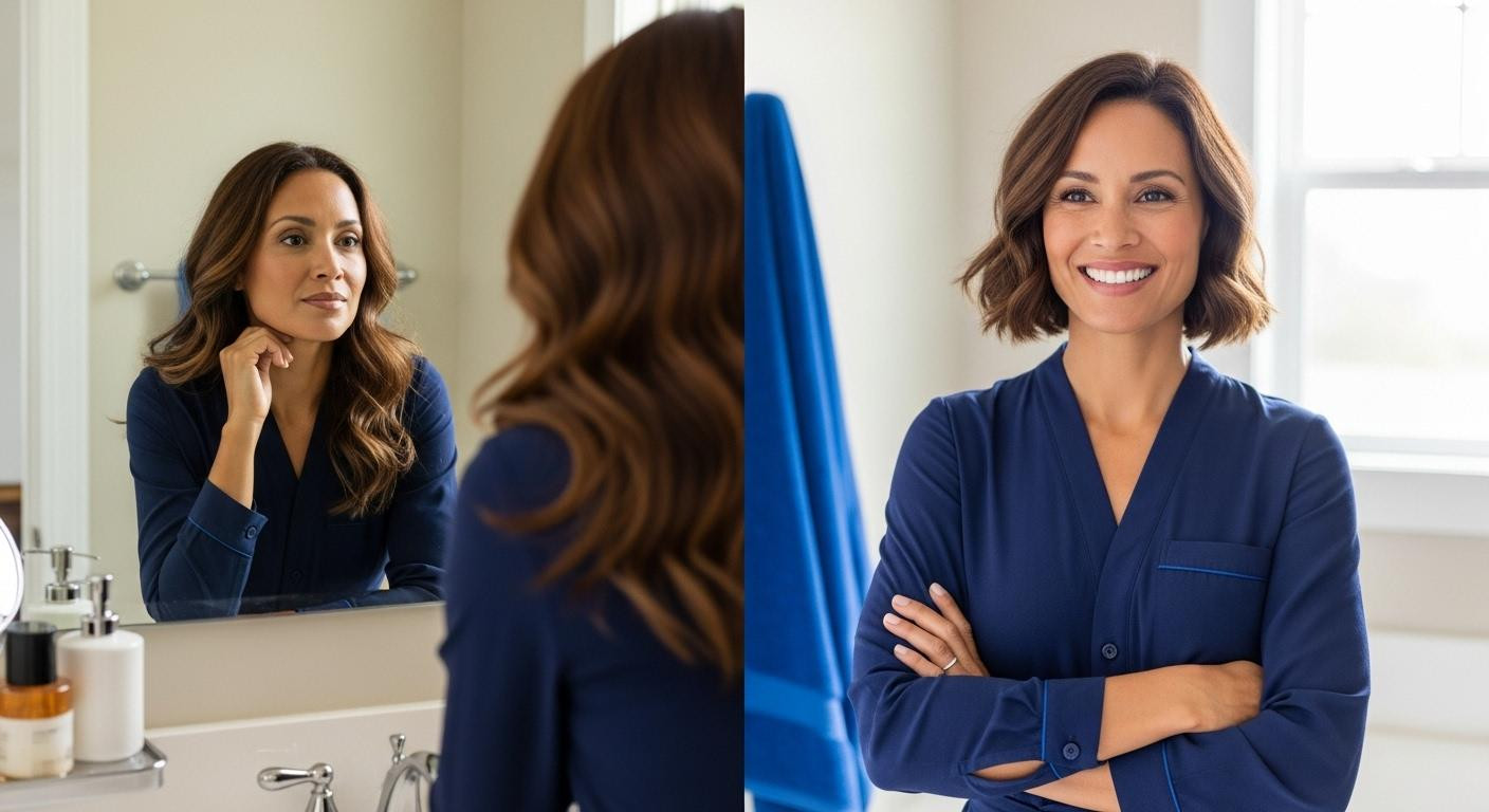 À 42 ans, elle adopte le French Bob de Lola Tung et transforme son visage en 37 minutes pour 55€